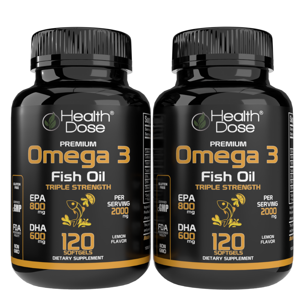 Premium Omega 3 Fish Oil Triple Strength. 120 Softgels 12