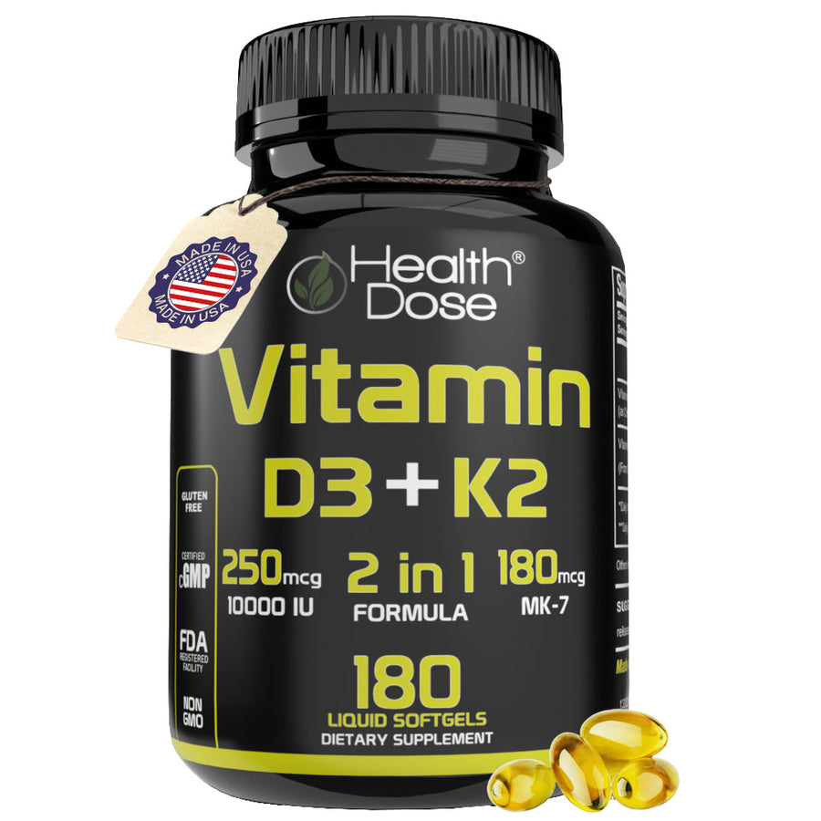 Vitamin D3 + K2. 180 Liquid Softgels