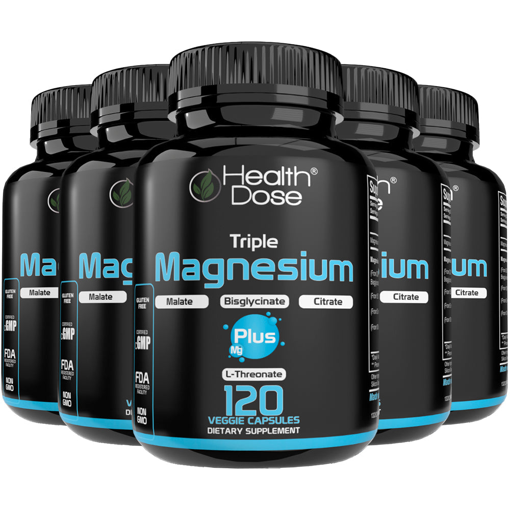 Health Dose Triple Magnesium + L-threonate.120 Capsules 10